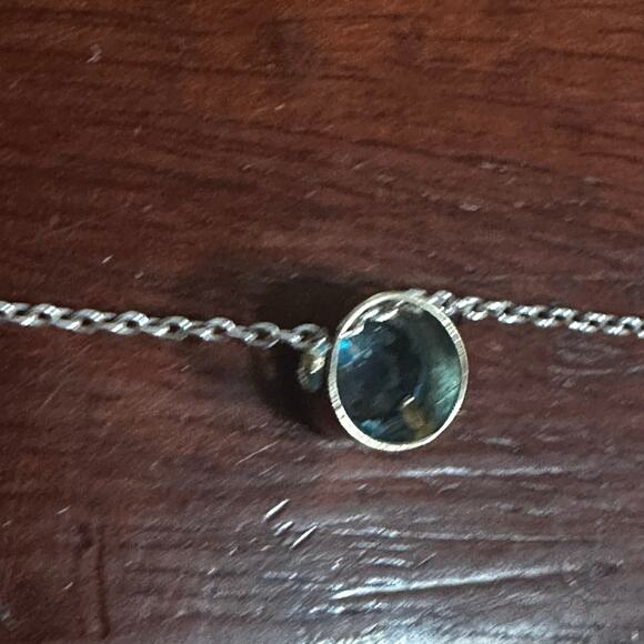 925 India Dainty Minimalist Necklace Sterling Silver gold tone Blue Casual Boho - Picture 6 of 9